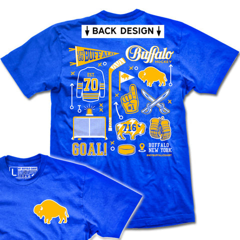 Buffalo Hockey Art Collage (ROYAL) t-shirt