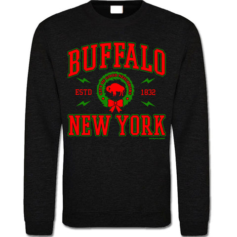 Buffalo, NY X-MAS WREATH Adult Unisex CREWNECK